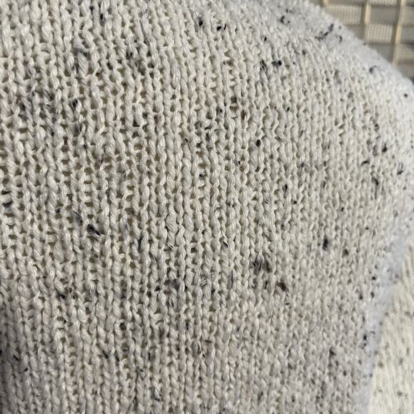 J. Jill Speckled Knit Tunic Sweater Size M Ivory Gray 3/4 Sleeves Notch Hem - Picture 4 of 11